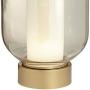 Sophia Modern Table Lamp with Nightlight LED Warm Brass Champagne Glass Off White Drum Shade for Living Room Bedroom Bedside Nightstand Office Family - Possini Euro Design