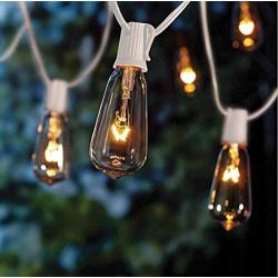 Goothy ST40 10Ft Outdoor Patio String Lights,Set of 10 Glass C9/E17 Intermediate Base Edison Style Bulb String Lights Garden/Backyard Party/Wedding Outdoor String Lights(Plus 1 Extra Bulbs)-White