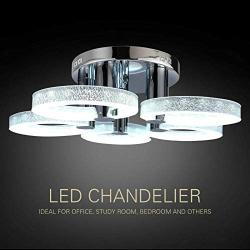 TFCFL Crystal Pendant Ceiling Light Fixture Flush Mount Crystal Ceiling Light Flush Mounted Chandelier 5 Rings LED Integrated Lamp for Dining Room Living Room Bedroom