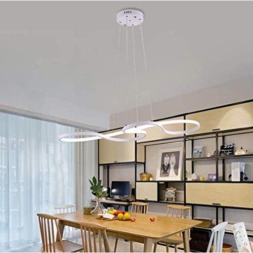 LAKIQ Modern Dimmable LED Hanging Chandelier Pendant Light Fixture Remote Control Dining Room LED Island Lighting for Living Room Bedroom(White, 23.5’’, Stepless Dimming)