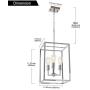 VINLUZ 3 Light Cage Lantern Metal Chandelier Chrome Adjustable Hanging Pendant Lighting Fixture for Stairway Entryway Foyer Dining Room