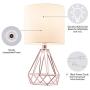 CO-Z Modern Table Lamps for Living Room Bedroom Set of 2, Rose Gold Desk Lamp with Hollowed Out Base and White Fabric Shade, Bedside Lamps for Nightstand Accent. (Pink)