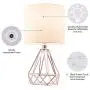 CO-Z Modern Table Lamps for Living Room Bedroom Set of 2, Rose Gold Desk Lamp with Hollowed Out Base and White Fabric Shade, Bedside Lamps for Nightstand Accent. (Pink)