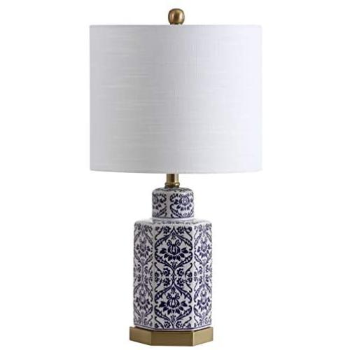 JONATHAN Y JYL3050A Diana 23.5'' Ginger Jar Ceramic/Metal LED Lamp Classic,Traditional for Bedroom, Living Room, Office, College Dorm, Coffee Table, Bookcase, Blue/White