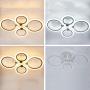 TFCFL Modern LED Ceiling Light, 4 Rings Flush Mount Chandelier Lamp Stepless Dimming 3-Color 2835 SMD Acrylic Pendant Light with Remote Control for Living Room Bedroom Dining Room (White)