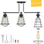 HAITRAL 3 Lights Bathroom Vanity Lights , Industrial Black Wall Lights with Metal Lampshade, Farmhouse Vanity Lights for Bathroom, Kitchen, Living Room