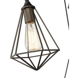 Zeyu 3-Light Cluster Pendant Light, Industrial Chandelier Hanging Light for Kitchen Dining Room, Oil Rubbed Bronze Finish with Metal Cage Shade, ZY04-3 ORB