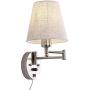 Bedside Wall Mount Light with Dimmable Switch and USB Port, Swing Arm Fabric Shade Wall Sconce Light with Plug in Cord, Wall Lamp Perfect for Bedroom, Living Room and Hotel