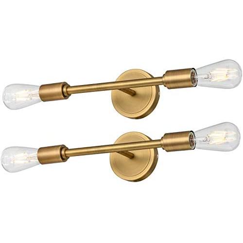 Passica Decor Set of 2 pcs Simple Stylish 2 Light Matte Antique Brass Vanity Light Vertical or Horizontal Wall Mounting Double Sconce for Bedroom Living Room Stairs Hallway Passica Decor Set of 2 pcs Simple Stylish 2 Light Matte Antique Brass Vanity Light Vertical or Horizontal Wall Mounting Double Sconce for Bedroom Living Room Stairs Hallway