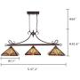 Capulina Tiffany Pool Table Lights 3-Light Dining Room Light Stained Glass Mission Design Chandelier Hanging Light 12'' Lampshade Tiffany Dining Table Lights Vintage Style Chandelier