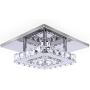 Dixun Modern Crystal Chandelier 7.9 Inches Led Ceiling Light Mini Square Flush Mount Ceiling Light for Bedrooms Dinning Rooms Hallway(Cool White,15W)