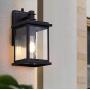 Dusk to Dawn Outdoor Wall Light,Photocell Enable or Disable Porch Light,Clear Seeded Glass Shade,Black