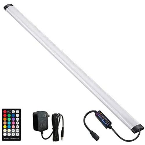LAIFUNI Dimmable Under Cabinet Lighting, RGB LED Light Bar, RF Remote Control Lamp, Multicolor Under Counter Lights for Desk, Room, Cupboard, Hallway, Shelf, Closet (24 Inch)