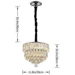 Raindrop Crystal Chandelier Lighting, 3 Way Dimmable LED Crystal Ceiling Hanging Pendant Light Fixture D12'' 5-Tier Modern Chandelier for Bedroom Dining Room Living Room Kitchen Island Foyer Entryway