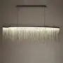 7PM Modern Linear Chandelier Tassels Chrome Chain Pendant Light Contemporary Lighting Fixture for Dining Room Kitchen Island