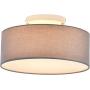 Ceiling Light Modern Fabric Pendant Light Shade Flush Mount, Large Grey Drum Lampshade, Round Pendant Lamp, for Bedroom Living Room, Flush Chrome Matt, 3 Bulb, E26