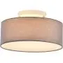 Ceiling Light Modern Fabric Pendant Light Shade Flush Mount, Large Grey Drum Lampshade, Round Pendant Lamp, for Bedroom Living Room, Flush Chrome Matt, 3 Bulb, E26