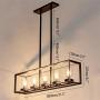 JinYuZe Black 5-Light Kitchen Island Light,Clear Glass Shade Metal Frame Linear Pendant Lighting,Pool Table Light for Living Room Dining Room Bedroom