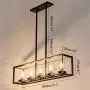 JinYuZe Black 5-Light Kitchen Island Light,Clear Glass Shade Metal Frame Linear Pendant Lighting,Pool Table Light for Living Room Dining Room Bedroom