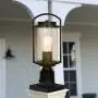 Outdoor Post Light Fixture, Exterior One-Light Post Top Light, Matte Black Pillar Light with LED Bulb, Aluminum Post Lamp with Bubble Glass Shade for Patio, Pathway, Backyard, ETL Listed