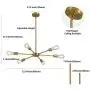 LIGOTFIRE Modern Brass Light Fixture Sputnik Chandelier 6 Lights Semi Flush Mount Ceiling Pendant Lighting Mid Century Industrial for Kitchen Living Room Dining Room Restaurant