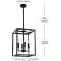 BONLICHT Vintage Industrial Metal Foyer Cage Chandelier 4 Light Black Candle Style Ceiling Hanging Light Fixture Rustic Lantern Pendant Lighting for Kitchen Hallway Bar Dining Room Restaurant