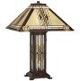 Drake Tiffany Style Table Lamp with Nightlight Mission Bronze Stained Glass for Living Room Family Bedroom Bedside - Franklin Iron Works Drake Tiffany Style Table Lamp with Nightlight Mission Bronze Stained Glass for Living Room Family Bedroom Bedside - Franklin Iron Works