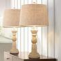 Oneach Table Lamps Set of 2 for Living Room Bedside Desk Lamps Vintage Bedroom Lamps for Study Kids Room Office White Washed 23.5 Inches