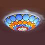 LITFAD Tiffany Traditional Ceiling Mount Light Bowl Shade Stained Glass Mission Inverted Ceiling Lamp Flush Ceiling Light Pendant Lighting for Living Room Bedroom Hotel Cafe - Colorful, 16''(40cm)