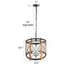 Giluta Wood Chandelier Round Wood Metal Frame 3 Lights Kitchen Island Pendant Lighting Fixture Farmhouse Hanging Ceiling Lights for Dining Room Bedroom Hallway with Frosted Glass Shade