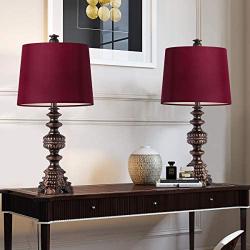 Oneach Melinda Traditional Table Lamps Set of 2 Vintage Desk Lamp for Living Room Bedroom Study 24.5'' Oil Rubbed Bronze