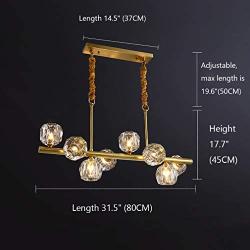 NOXARTE Brass Chandelier Modern Crystal Gold Sputnik Pendant Light Flush Mount for Dining Room Hallway Bedroom 8 Lights