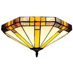 SUSUO Minimalist Colorful Stained Glass Flush Mount Ceiling Fixture Art Deco Ceiling Light for Bedroom Dining Room Hallway Kitchen