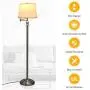 Tangkula LED Floor Lamp w/Swing Arm, Iron Pipe Electroplated Nickel & Hanging Lamp Shade for Reading, Classic Standing Lamp for Home Living Room Study Bedroom Office (Nickel)
