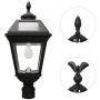 Gama Sonic GS-97B-F Imperial Bulb Light Outdoor Solar Lamp, 3'' Post Fitter Mount, (Warm White LED, Black