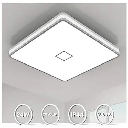LED Ceiling Light Fixtures Flush Mount 12.8inch 24W Bright White Square LED Ceiling Lamp 5000K, Airand 2050LM Daylight Waterproof Bathroom Ceiling Light for Kitchen Hallway Porch Living Room Bedroom