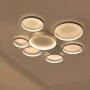 Qamra Modern LED Ceiling Light, Creative Dimmable Flush Mount Lighting Fixture, 3 Color 7 Rings Chandelier with Remote Control for Living Room Kitchen Island Bedroom Dining Room (White,80W)