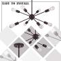 VINLUZ 8 Light Sputnik Chandelier Oil Rubbed Bronze Ceiling Light Fixtures Industrial Pendant Lights Modern Chandelier Lighting Kitchen Bathroom Dining Room Bed Room Hallway