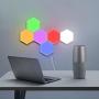 Remote Control Hexagon Wall Light,Smart Wall-Mounted Touch-Sensitive DIY Geometric Modular Assembled RGB led Colorful Light with USB-Power,Used in Bedroom,Living Room Decoration (6-Pack)