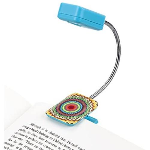 WITHit French Bull Clip On Book Light – Mosaic Zig – Square LED Reading Light for Books and eBooks, Reduced Glare, Portable and Lightweight, Cute Bookmark Light for Kids and Adults, Batteries Included