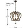 Wood and Metal Chandelier Square 1-Light Height Ceiling Pendant Light Dining Room Lighting Fixtures Hanging，Living Room Light,Kitchen Chandelier UL Listed