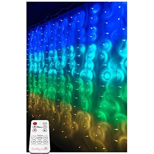 Something Unicorn - Blue&Green Ombre LED String Curtain Lights with Remote for Teen Room, Girls Room, College Dorm, Nursery and Kids Room Décor. Perfect for Forest Fairy Decoration. (Premium Version)