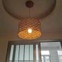 Geometric Rattan Chandelier Light, Retro Solid Wood Decorative Farmhouse Dining Room Light,Simple Modern Country Kitchen Living Room Bedroom Small Island Lights, Flush Mount Ceiling Light, with Wire