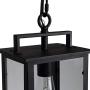 Smeike Outdoor Pendant Light Exterior Hanging Lantern, 1-Light Outdoor Pendant Lighting for Porch, Matte Black Finish with Clear Glass, Height Adjustable