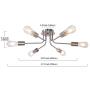TULUCE Modern Sputnik Chandelier 6 Light Semi Flush Mount Ceiling Lighting Cotemporary Industrial Brushed Nickel Ceiling Fixture for Bedroom, Hallway, Kitchen, Bar
