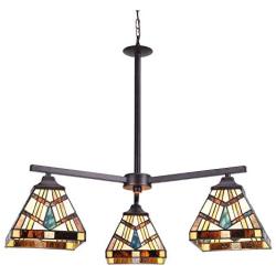 Capulina Tiffany Dining Room Light 3-Light Stained Glass Chandeliers Hanging Light Tiffany Dining Table Lights Vintage Style Chandelier Kitchen Lighting