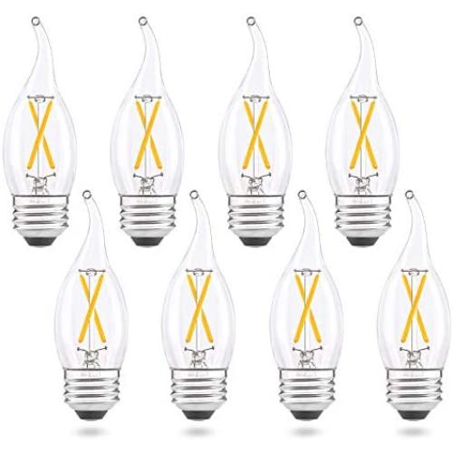 AIELIT CA10 Candelabra LED Light Bulb 25 Watt Equivalent, Warm White 2700K, Dimmable (0 - 100%), 2W E26 Vintage Flame Tip Filament LED Bulbs for Chandelier, Pendant Lights, Lamp Post in Room, 8-Pack AIELIT CA10 Candelabra LED Light Bulb 25 Watt Equivalent, Warm White 2700K, Dimmable (0 - 100%), 2W E26 Vintage Flame Tip Filament LED Bulbs for Chandelier, Pendant Lights, Lamp Post in Room, 8-Pack