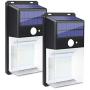 KOMINT Solar Lights Outdoor, Solar Motion Sensor Light 228 LEDs Solar Outdoor Lights IP65 Waterproof Outdoor Solar Wall Lights for Patio Garden Fence Backyard Garage(2 Pack)