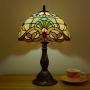 Tiffany Style Retro Lamp Table Light 12 Inches Wide 18 Inches Tall Hand-Cut Stained Glass Desk Antique Night Light for Living Room Restaurant Office