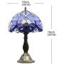Tiffany Lamp W12H18 Inch Blue Purple Baroque Style Stained Glass Lavender Shade Antique Table Reading Desk Light Base S003C WERFACTORY LAMPS Lover Parent Living Room Bedroom Bar Bedside Art Craft Gift